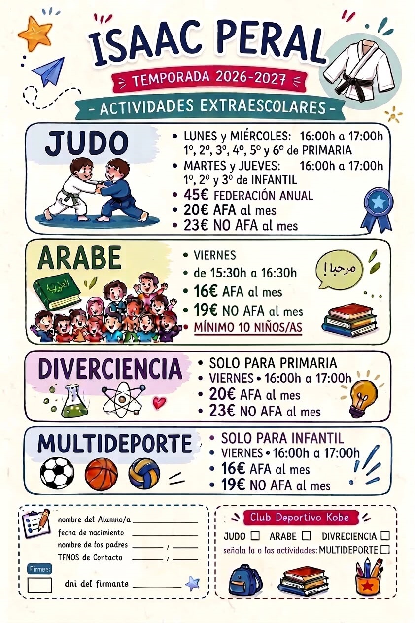 Cartel Actividades Extraescolares Club Kobe